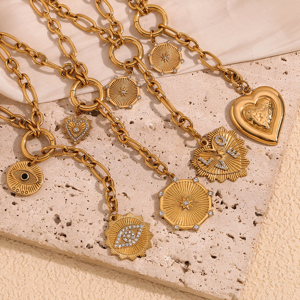 Wheel Heart 18k Gold Stainless Steel Anti Tarnish Necklace Pendant Chain For Women Main image