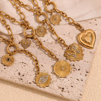 Wheel Heart 18k Gold Stainless Steel Anti Tarnish Necklace Pendant Chain For Women