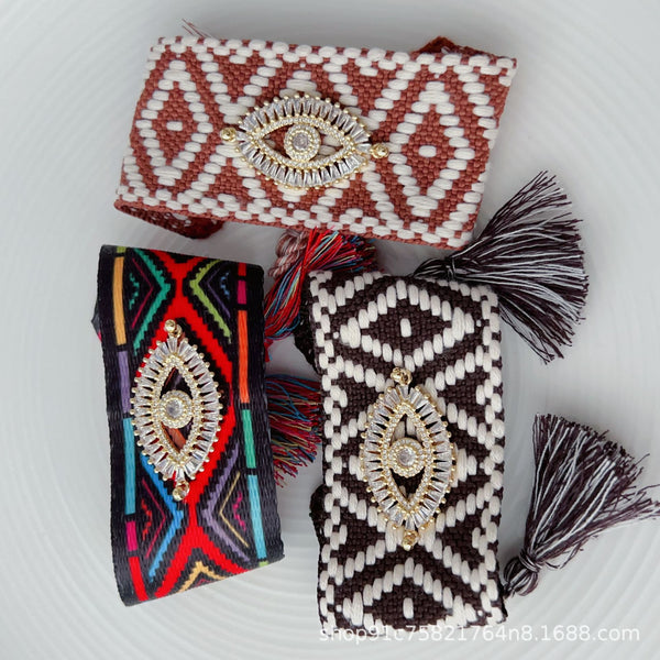 Evil Eye Brown Black Multi Threads Anti Tarnish Bracelet Bulk Main image