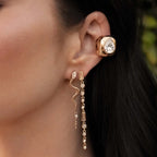 Minimal Teardrop Gold Plated CZ Stainless Steel Single Ear Cuff Bulk