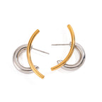 Two Tone Gold Silver Stainless Steel Anti Tarnish Stud Earring Bulk