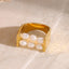 Geometric 18K Gold White Pearl Anti Tarnish Stainless Steel Ring Bulk