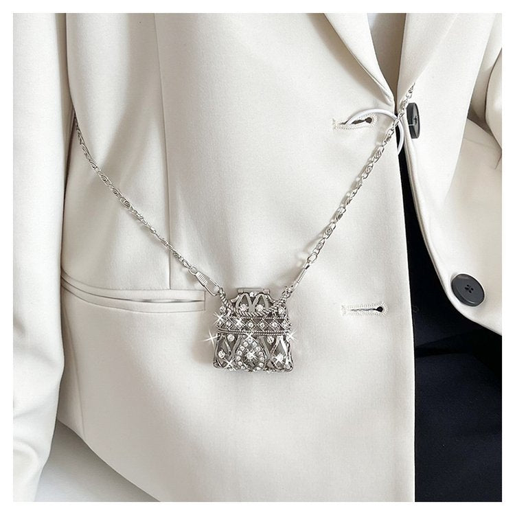 Cubic Zirconia 18K Gold Silver Banquet Shoulder Chain Small Bag Bulk