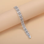 Bulk Triple Row Baguette & Round Gold Silver Plated CZ Copper Bracelet