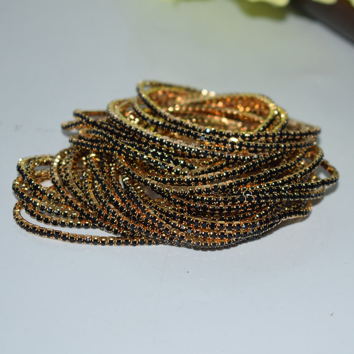18K Gold Silver Multi Rhinestone Bracelet Bangle Adjustable Women Bulk