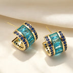 Designer Chunky Huggie Hoop Gold Plated CZ Crystal Copper Earrings Bulk