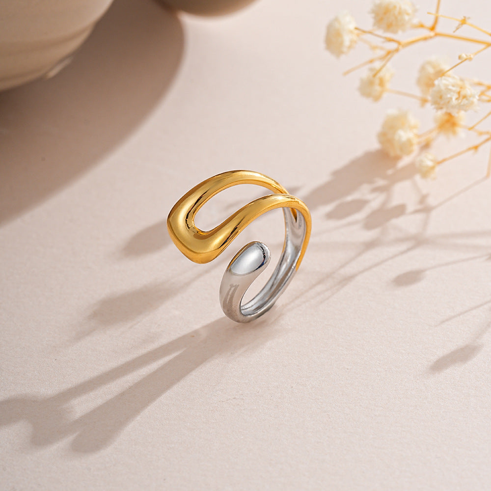 Luxury Minimalist Moon & Oval Dome Gold Silver Plated Fancy Ring Bulk