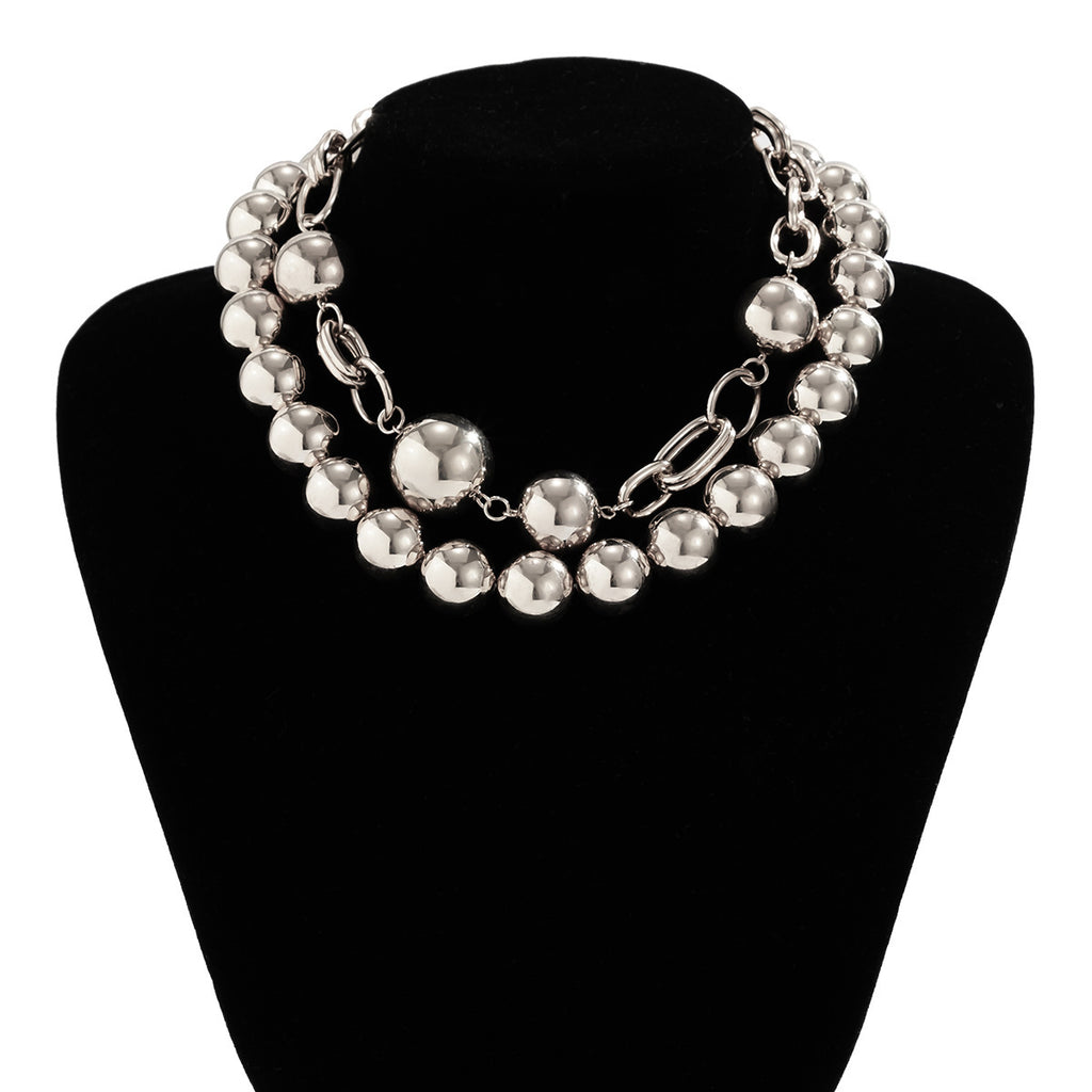 Ball 18K Gold Silver Pearl Anti Tarnish Dual Layer Necklace Women Bulk