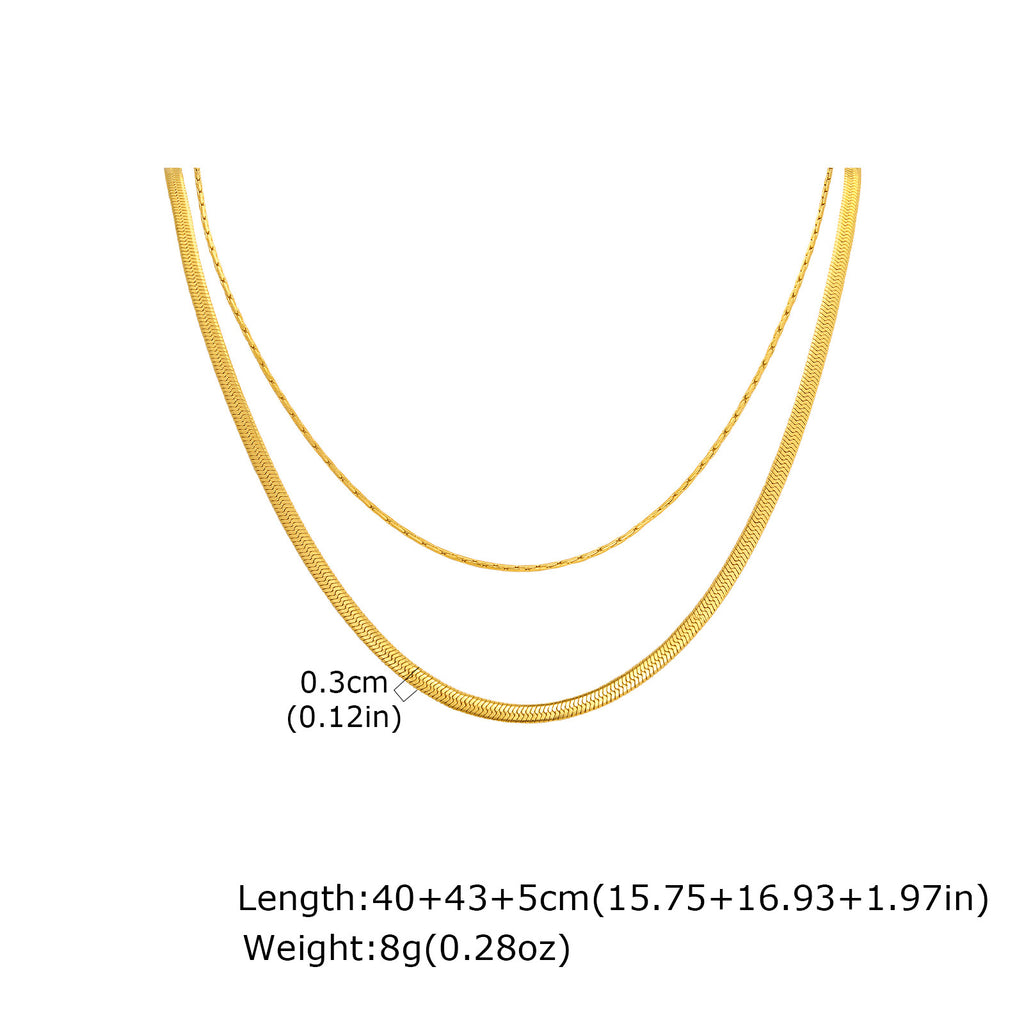 Bulk Layered Flat Chain Gold Anti Tarnish Stainless Steel Necklace