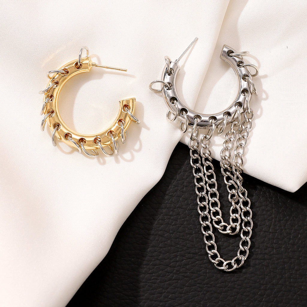 Punk Style Chain Fringe Gold Silver Alloy Drop Earrings For Women Bulk