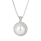 White Silver Pearl CZ Anti Tarnish Necklace Earring Set Bulk