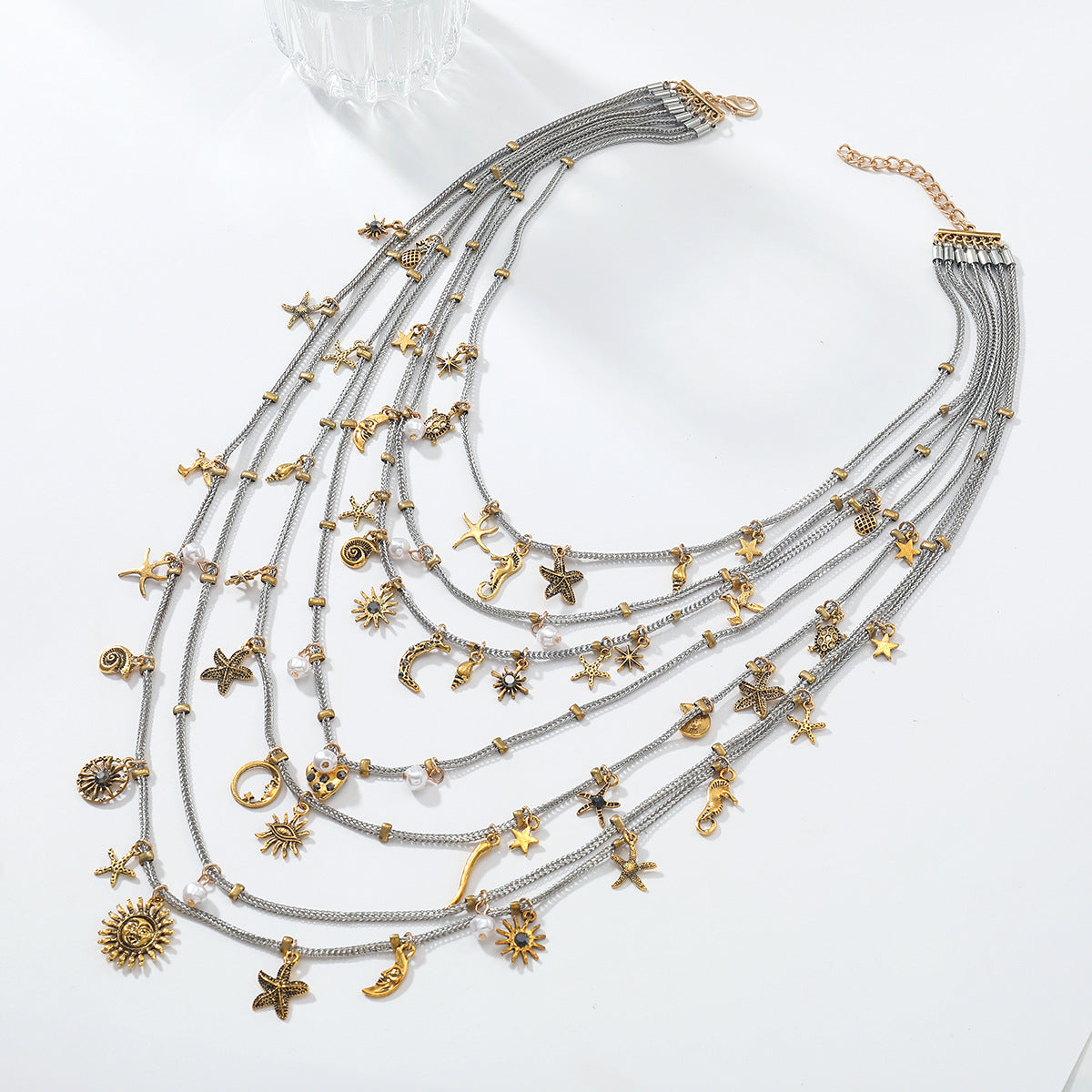 18K Gold Multi-Layer Various Tiny Charm Necklace For Women Bulk Main image