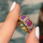 Purple Pink Baguette Crystal CZ Anti Tarnish Free Size Ring Bulk