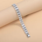 Bulk Layered Two Row Baguette Gold Silver Plated CZ Copper Bracelet