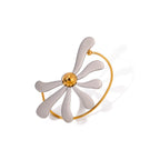 Daisy Flower Silver Gold Stainless Steel Anti Tarnish Single Left Side Ear Cuff Stud For Women