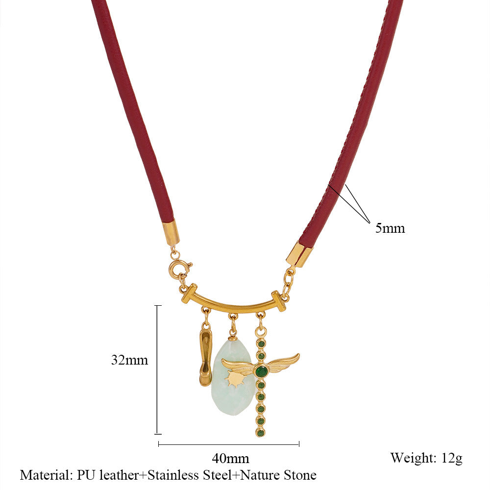 Moon Cherry Heart Seahorse 18K Gold Thread Charm Pendant Chain Necklace For Women