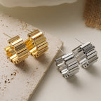 Gold Silver Modern Chunky Anti Tarnish Stainless Steel Earrings Women Bulk