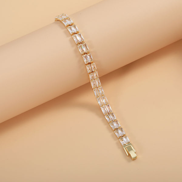 Bulk Baguette Cut Tennis Style Gold Silver Plated CZ Copper Bracelet Secondary image