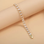 Bulk Baguette Cut Tennis Style Gold Silver Plated CZ Copper Bracelet
