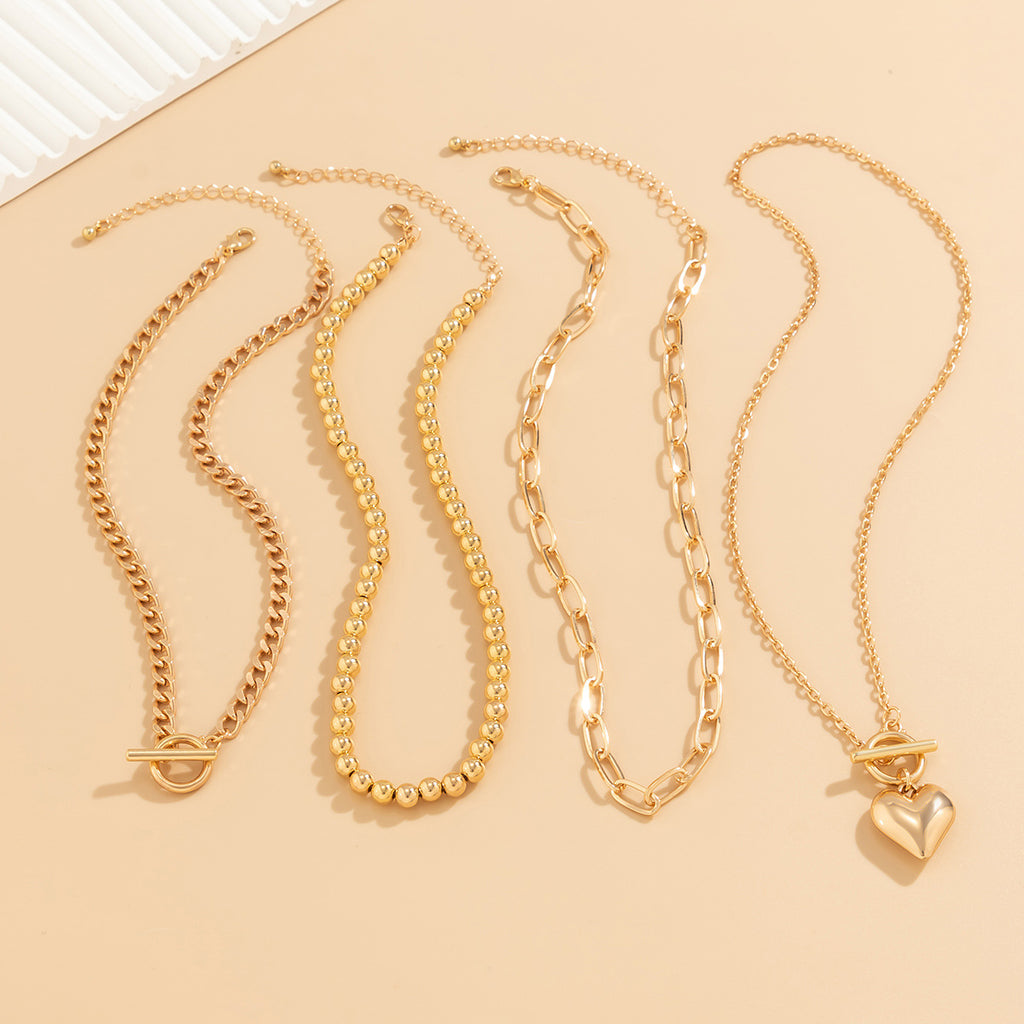 Heart 18K Gold Silver Anti Tarnish Layer Link Chain Necklace Bulk