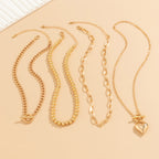 Heart 18K Gold Silver Anti Tarnish Layer Link Chain Necklace Bulk