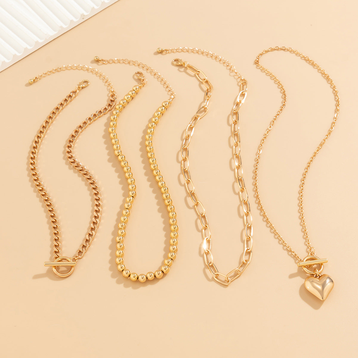 Heart 18K Gold Silver Anti Tarnish Layer Link Chain Necklace Bulk