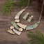 Beaten Finish Gold Dark Blue Green Enamel Necklace Earrings Set Bulk