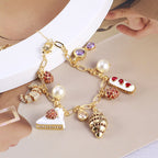 Strawberry Cake Bread Inlaid Pearl Cubic Zirconia Anti Tarnish Charm Chain Bracelet For Women