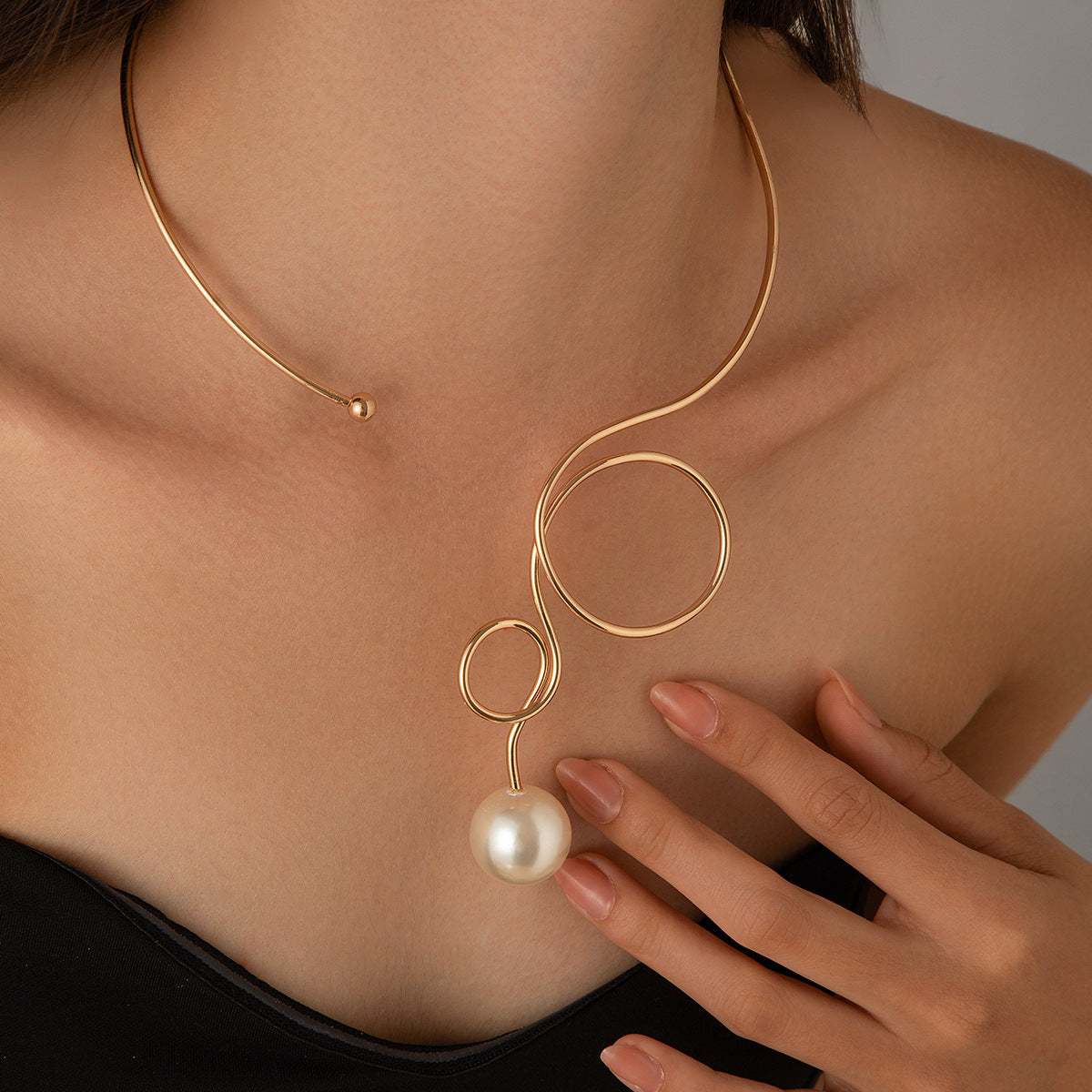 Bow Pearl 18K Gold Hasli Choker Necklace For Women Bulk