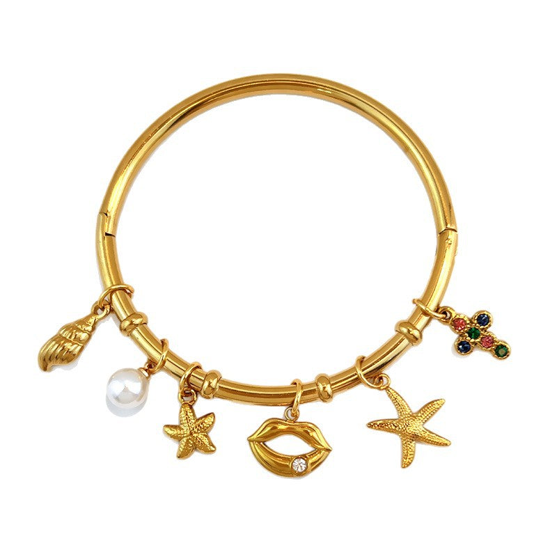 Multi Color Charms Gold Cubic Zirconia Copper Bracelet For Women Bulk