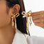Bow 18K Gold Anti Tarnish Dangler Stud Earring For Women Bulk