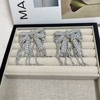 Sparkling Diamond Zircon Bow Silver CZ Dangler Earring Bulk
