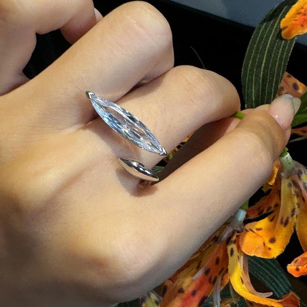 Oval Solitaire Dual Cubic Zirconia Silver Adjustable Ring Women Bulk