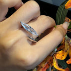 Oval Solitaire Dual Cubic Zirconia Silver Adjustable Ring Women Bulk