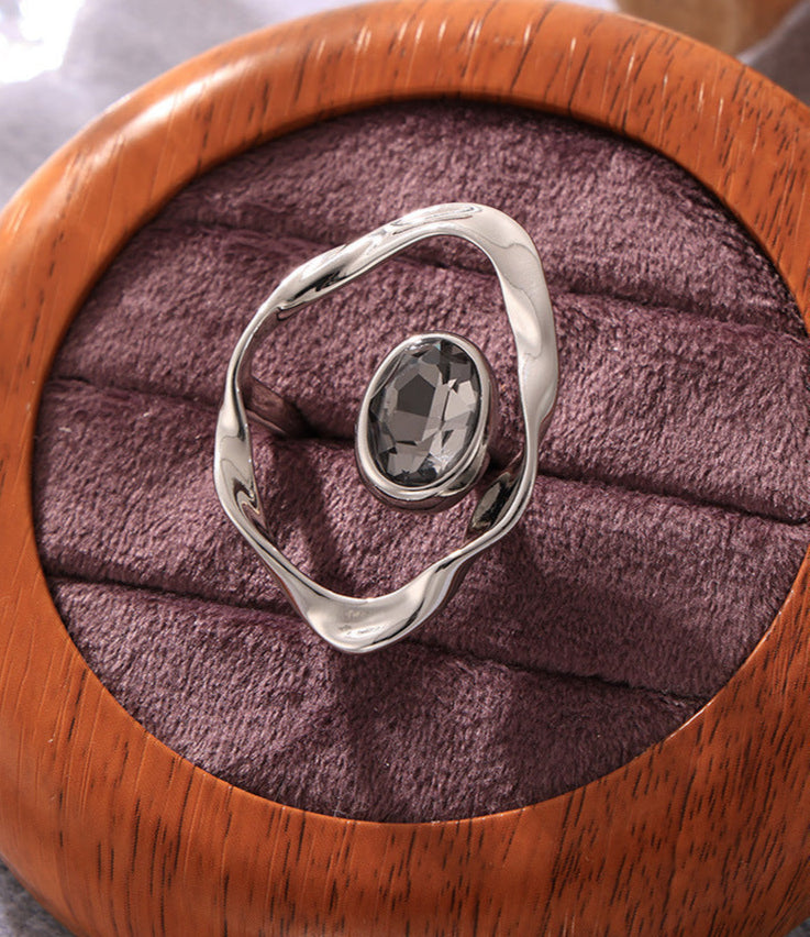 Rope Oval Jet Black Silver Anti Tarnish Free Silver Ring Bulk