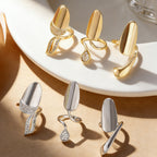 Modern Nail Style Gold Silver CZ Copper Anti Tarnish Combo Ring Bulk