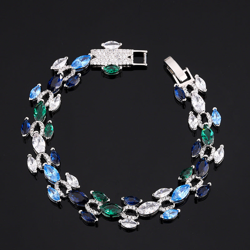 Oval Multi Gemstone Crystal Solitaire Silver Tennis Bracelet Bulk