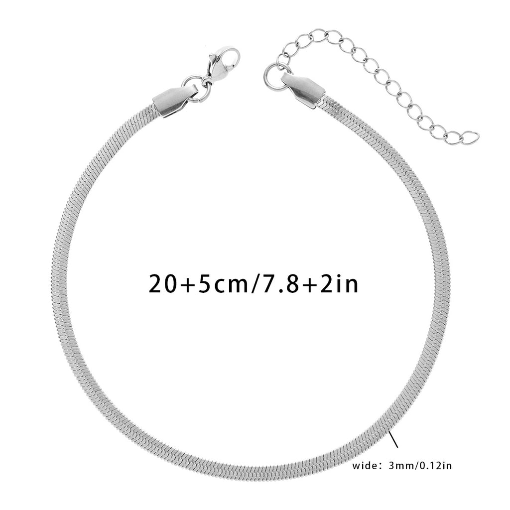 18K Gold Stainless Steel Anti Tarnish Snake Slim Chain Anklet Bulk