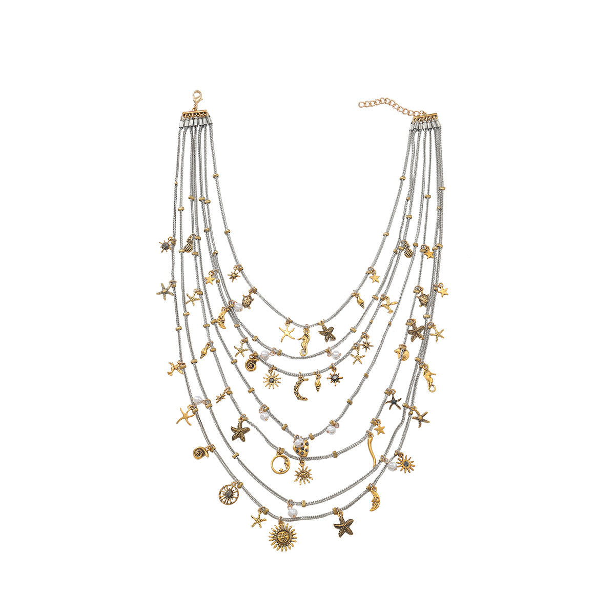 18K Gold Multi-Layer Various Tiny Charm Necklace For Women Bulk