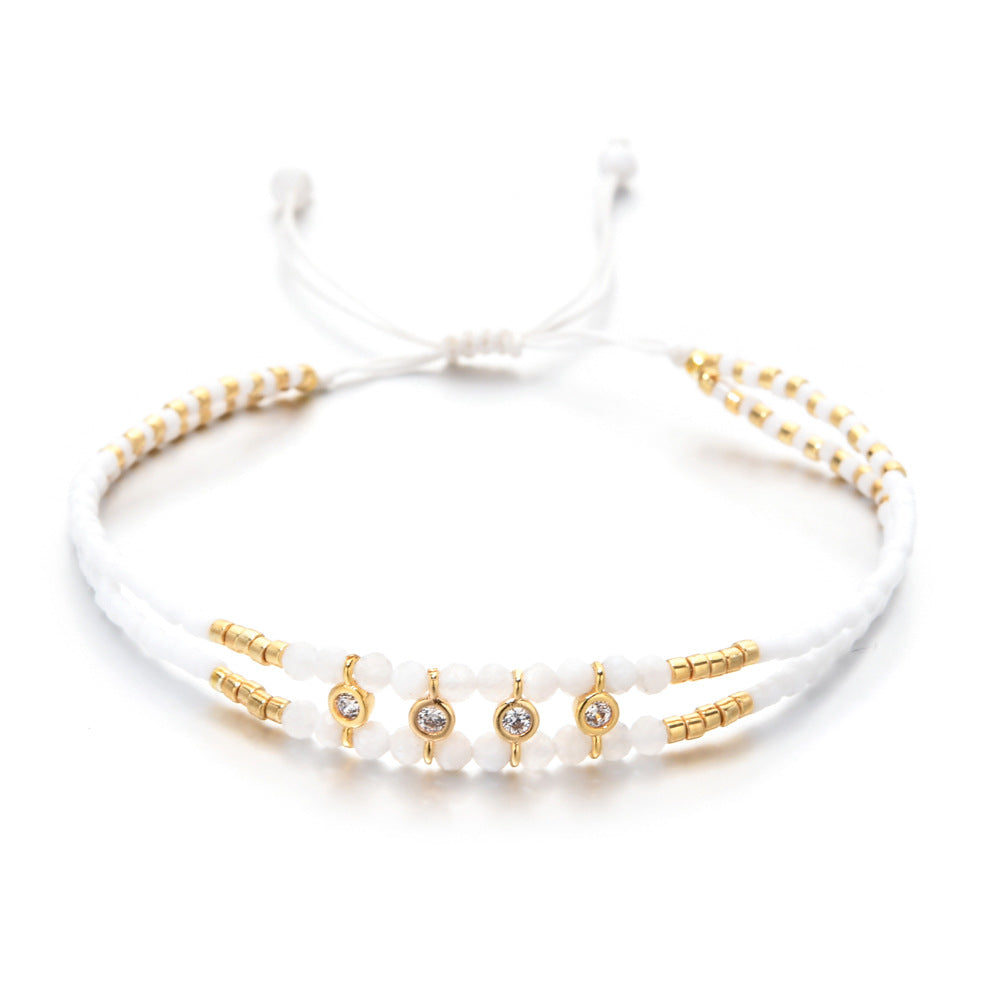Multi Color Handmade Thread Style Gold Plated CZ Fabric Bracelet Bulk