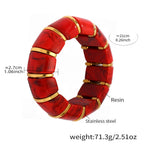 Glossy Multi Gold Resin Stainless Steel Stackable Bracelet Bulk
