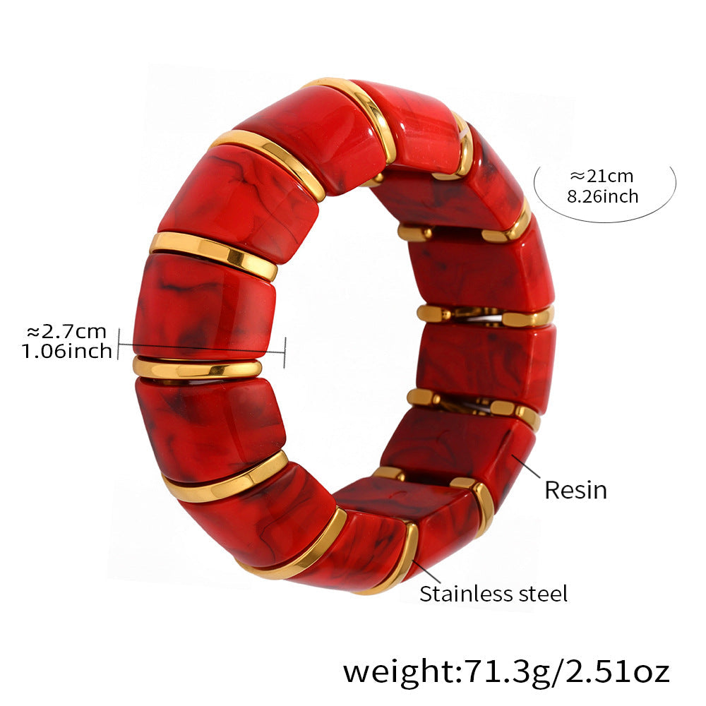 Glossy Multi Gold Resin Stainless Steel Stackable Bracelet Bulk