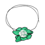 Flower Colorful Pink Green White With Black Boarder Cloth Necklace For Women