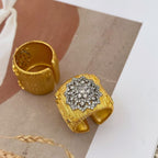 Flower CZ 18K Gold Silver Adjustable Cuff Bracelet Band Ring Bulk