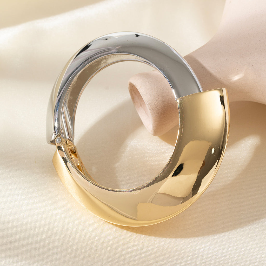 Glossy Two Tone 18K Gold Silver Openable Kada Bracelet For Women Bulk