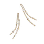 Luxury Double Line Tassel Gold CZ Stainless Steel Drop Earrings Bulk