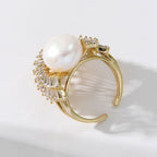 Baguette Crown Pearl White Gold Silver CZ Anti Tarnish Ring Bulk