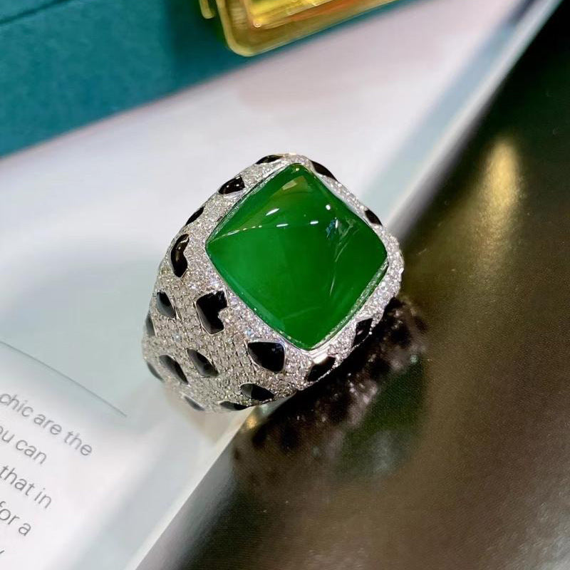 Cushion Cut Green Red CZ Black Silver Anti Tarnish Free Size Ring Bulk