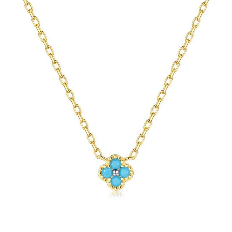 Clover Flower 18K Gold Crystal Anti Tarnish Necklace Pendant Chain Earring For Women