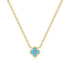 Clover Flower 18K Gold Crystal Anti Tarnish Necklace Pendant Chain Earring For Women